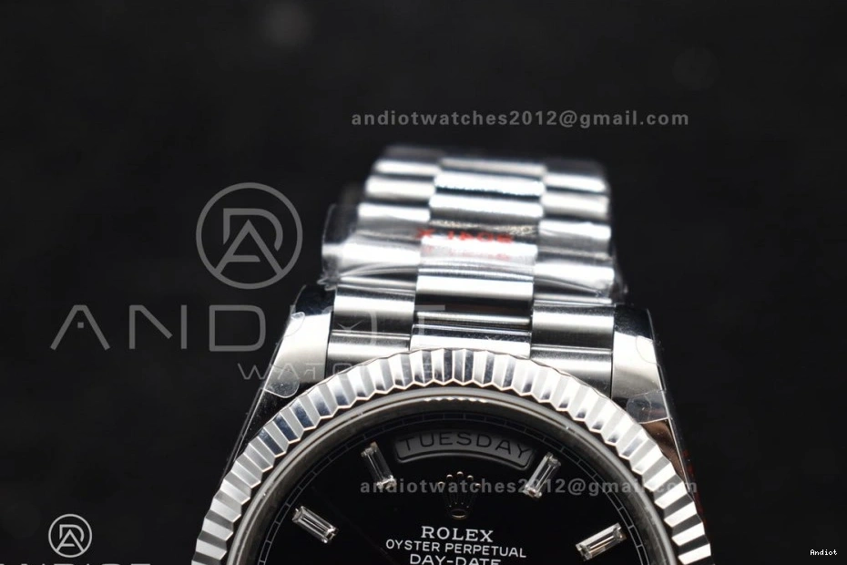 A2836 Weight Black 40 Crystal President DayDate On Gain Dial GMF Bracelet SS 1128